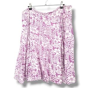 Millenium Skirt Floral Print Purple White Midi A Line Women's‎ Size XL